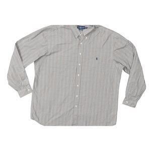Ralph Lauren Classic Plaid Gray Cotton Shirt 2XLT Big & Tall Long Sleeve Pony
